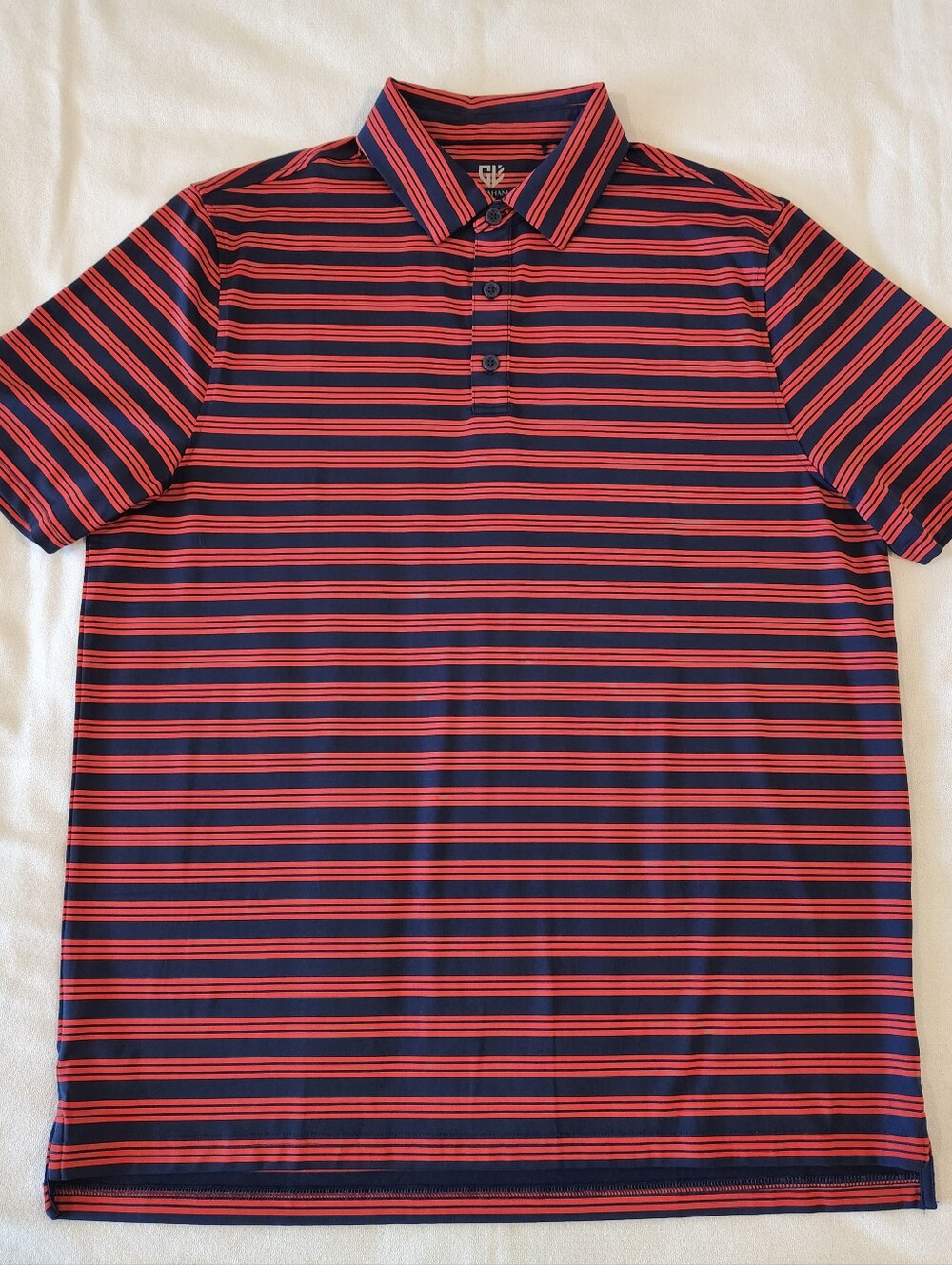 Graham Luxe Golf Polo Dry Fitting Stretch Striped Athletic Shirt Mens Sz Large
